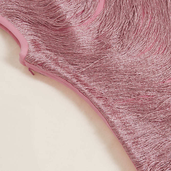 Fringe Midi Dress In Pink