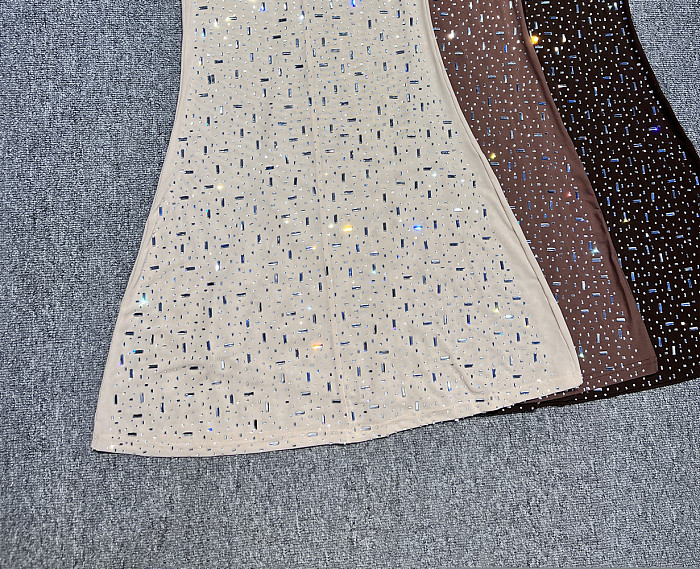 Beaded Square Neck Gown