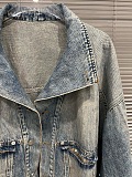 Washed Denim Button Coat