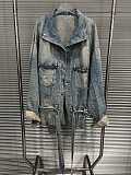 Washed Denim Button Coat