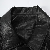 Pu Pilot Shirt Collar Belt Jacket