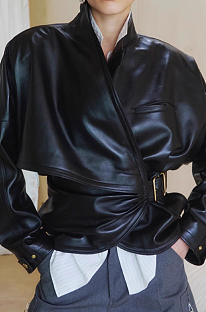 Designed Layer Pu Jacket Coat