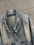 Washed Denim Button Coat