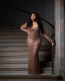 Beaded Square Neck Gown