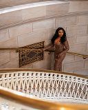 Beaded Square Neck Gown