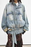 Washed Denim Button Coat