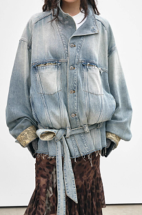 Washed Denim Button Coat