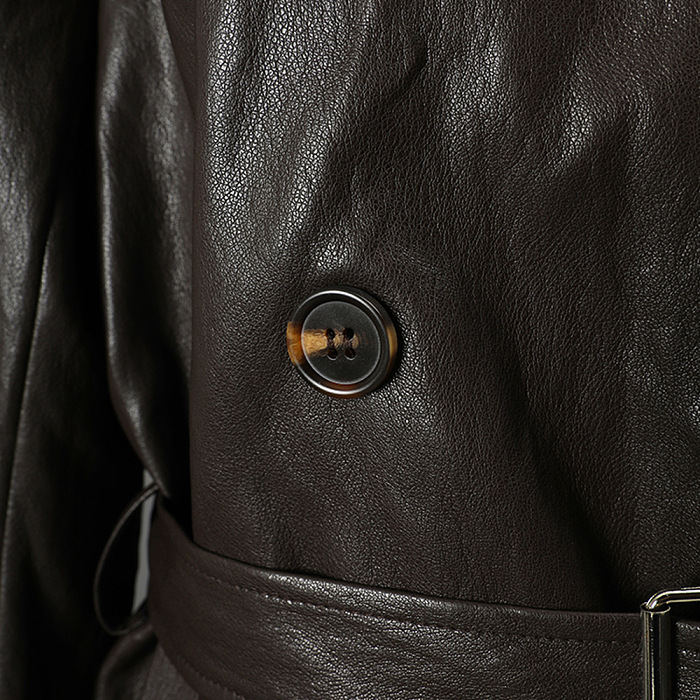 Pu Pilot Shirt Collar Belt Jacket