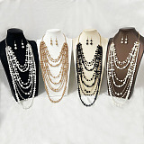 Multi-Layer Faux Pearl Necklace Set