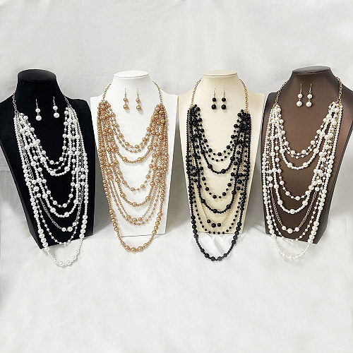 Multi-Layer Faux Pearl Necklace Set