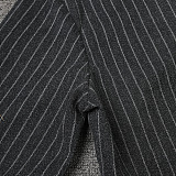 Striped Wool Coat with Scarf