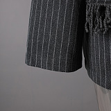 Striped Wool Coat with Scarf
