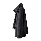 Striped Wool Coat with Scarf