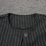 Striped Wool Coat with Scarf