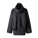 Striped Wool Coat with Scarf