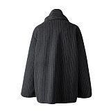 Striped Wool Coat with Scarf