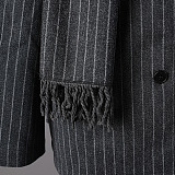 Striped Wool Coat with Scarf