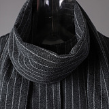 Striped Wool Coat with Scarf