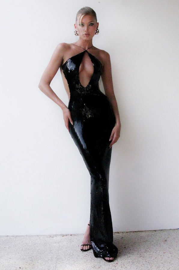 Sequins Halter Evening Dress