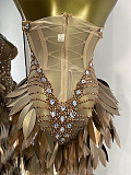 Strapless Gown with Feather