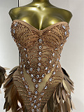 Strapless Gown with Feather