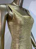 Gold-printed Slim-fit Party Dress