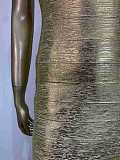 Gold-printed Slim-fit Party Dress