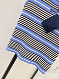 Blue and White Striped Cotton Knit Tank Top
