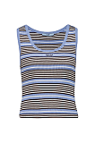 Blue and White Striped Cotton Knit Tank Top