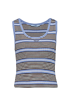 Blue and White Striped Cotton Knit Tank Top