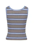 Blue and White Striped Cotton Knit Tank Top