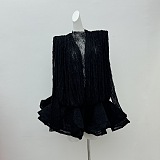 Lace Semi Sheer Ruffled Mini Dress
