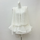 Lace Semi Sheer Ruffled Mini Dress