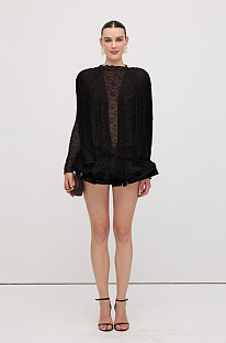 Lace Semi Sheer Ruffled Mini Dress