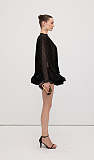 Lace Semi Sheer Ruffled Mini Dress