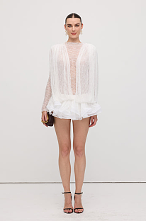 Lace Semi Sheer Ruffled Mini Dress