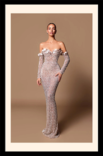 Lace Strapless Evening Dress