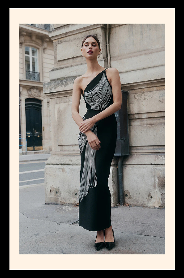 Fringes One-shoulder Evening Dress