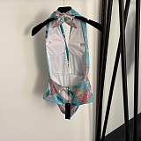 Printed Halter One-piece Swimwear