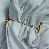 Asymmetric Shoulder Gold Detail Cotton T-Shirt