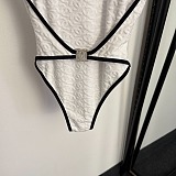 Jacquard One-piece Swimwear in Black & White
