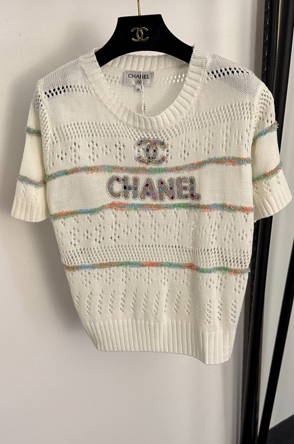 Beaded Logo Patch Tee Top