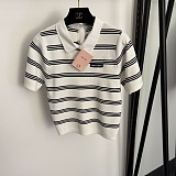 Striped Cropped Polo Top