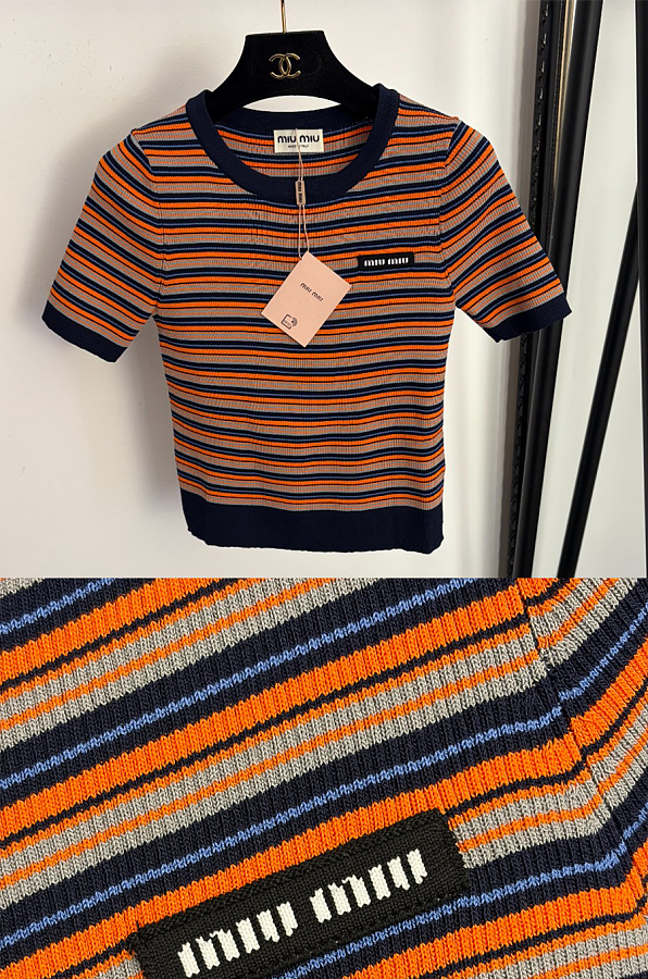 Striped Slim-fit Tee Top