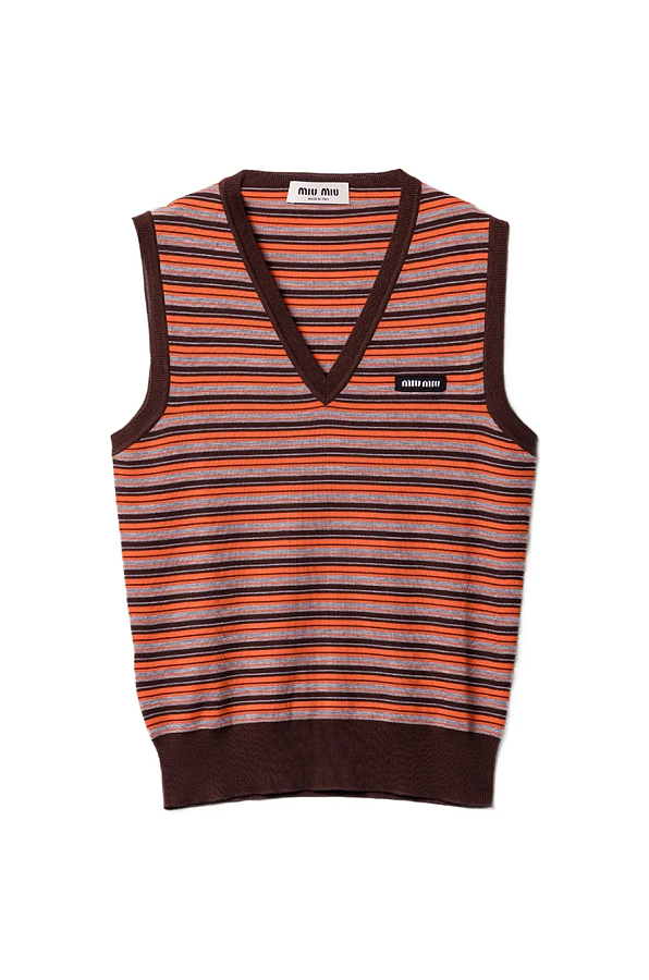 Striped V-neck Vest