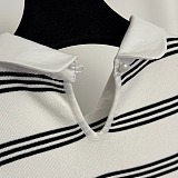 Striped Cropped Polo Top