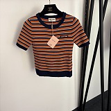 Striped Slim-fit Tee Top
