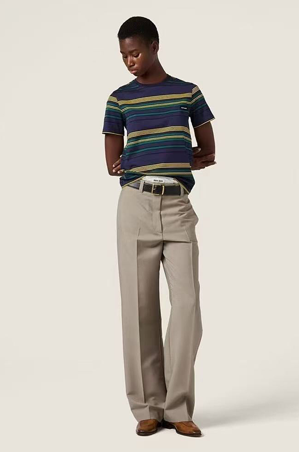 Blue/bottle Striped Jersey T-shirt