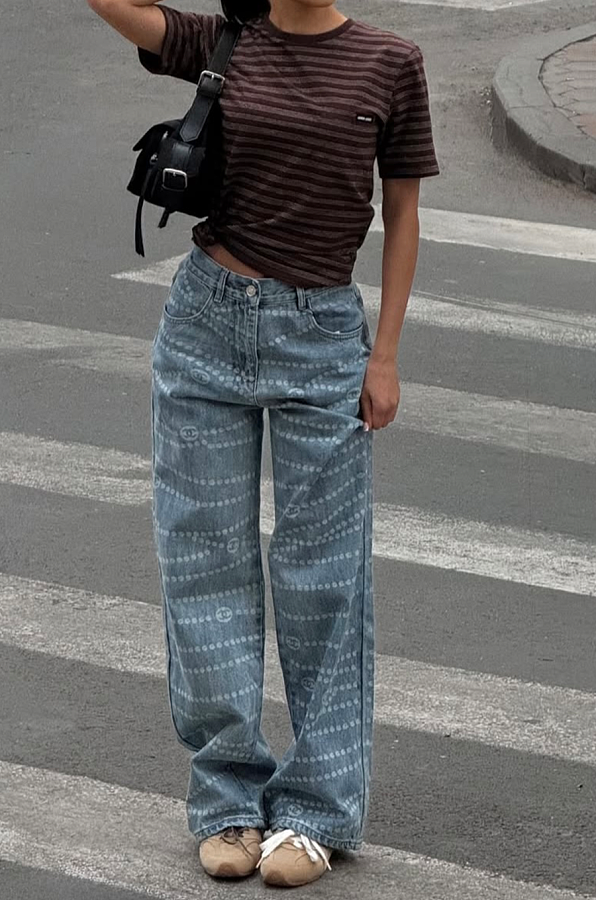 Printed Straight Jeans