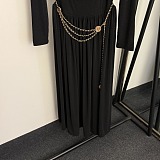 Chain Belt Detailed Pleated Long Dress